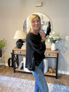 Hi-low exposed seam long sleeve top