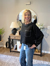 Hi-low exposed seam long sleeve top