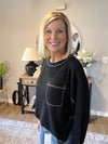 Hi-low exposed seam long sleeve top