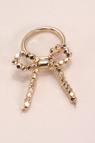 Facet Bead Bow Ribbon Ring