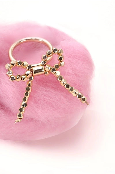 Facet Bead Bow Ribbon Ring
