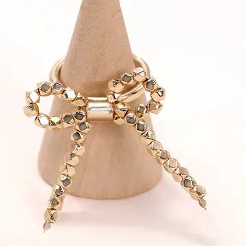 Facet Bead Bow Ribbon Ring