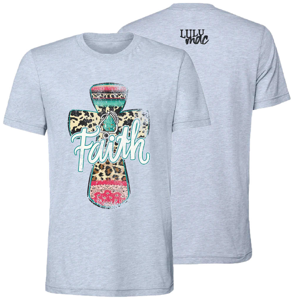 LULU Mac Faith Western Cross Heather Prism Tee