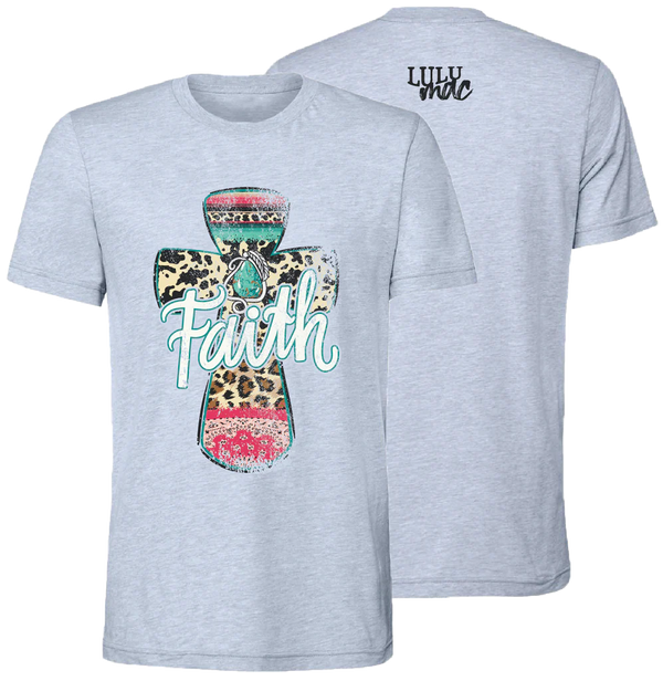 LULU Mac Faith Western Cross Heather Prism Tee
