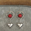 Falling Vintage Silver Heart Dangle Earrings