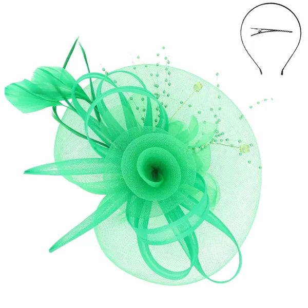 Floral Feathered Organza Mesh Fascinator