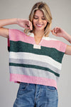 Multicolor Striped Cap Sleeve Sweater - Forest Bloom
