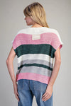 Multicolor Striped Cap Sleeve Sweater - Forest Bloom