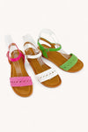 Crochet Knitted Strap Sandals Fuchsia
