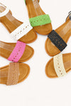 Crochet Knitted Strap Sandals Fuchsia