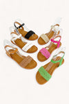 Crochet Knitted Strap Sandals Fuchsia