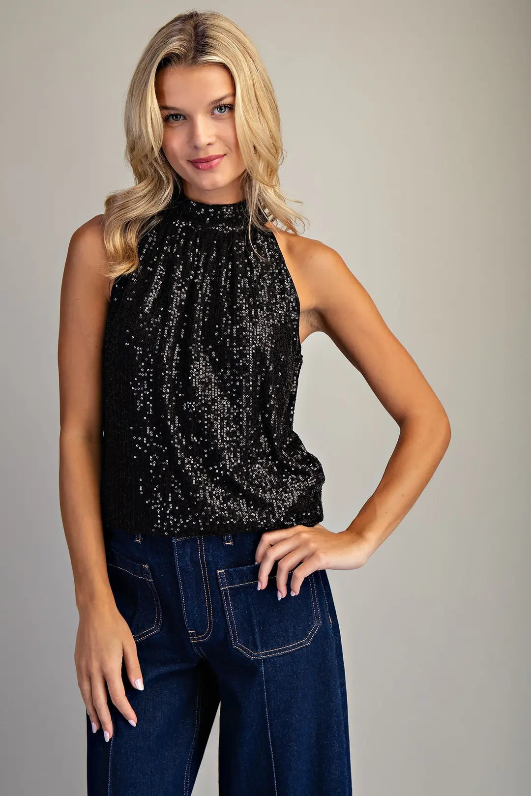 Glitter Halter Neck Top - 2 Colors