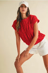 Smocked Bubble Hem Knit Top