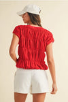 Smocked Bubble Hem Knit Top