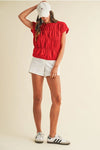 Smocked Bubble Hem Knit Top
