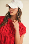 Smocked Bubble Hem Knit Top
