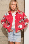 Garment Washed Corduroy Sequin Jacket Football
