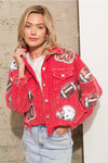 Garment Washed Corduroy Sequin Jacket Football
