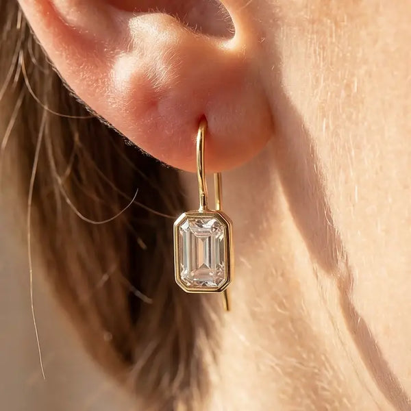 Gold Dipped Mini Rectangle Drop Earrings