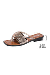 Gold Glitter Band Square Toe Flat Sandals