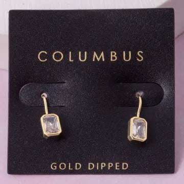 Gold Dipped Mini Rectangle Drop Earrings