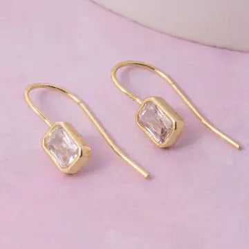 Gold Dipped Mini Rectangle Drop Earrings
