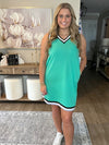 Mint Green Contrast Trim V Neck Sleeveless Mini Dress