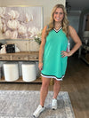 Mint Green Contrast Trim V Neck Sleeveless Mini Dress