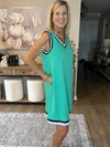 Mint Green Contrast Trim V Neck Sleeveless Mini Dress