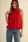 Halter Tie Neck Bubble Sleeveless Top