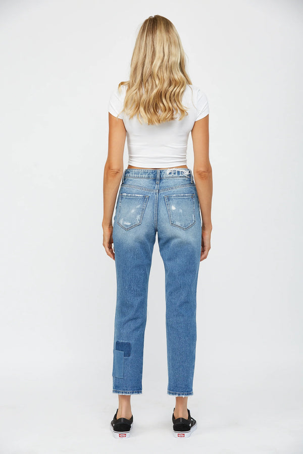 The Mixed Blues High Rise Boyfriend Crop Jeans
