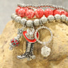 Hats Off/Boots On Red Stretch Bracelet Set