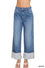 High Rise Cuffed Wide Leg Denim Pants