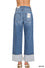 High Rise Cuffed Wide Leg Denim Pants