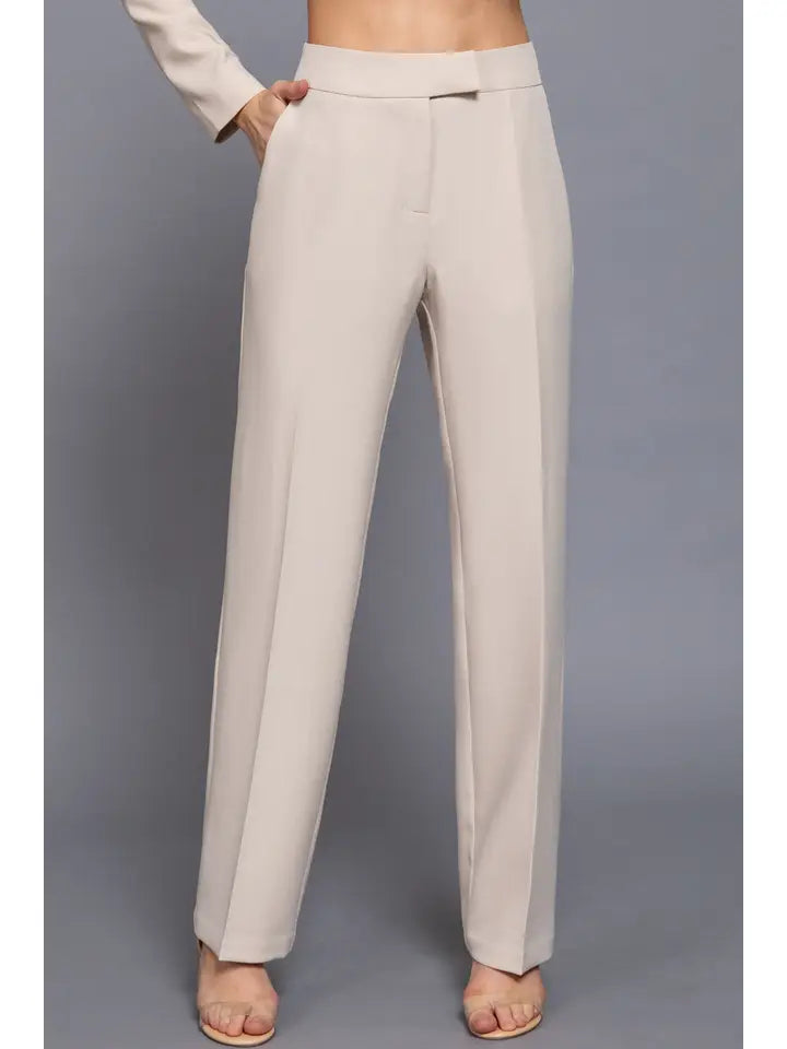 High Waist Long Pants - Sand Taupe