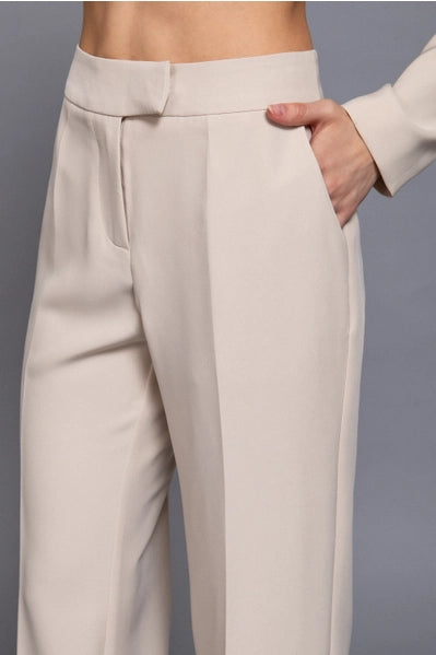 High Waist Long Pants - Sand Taupe