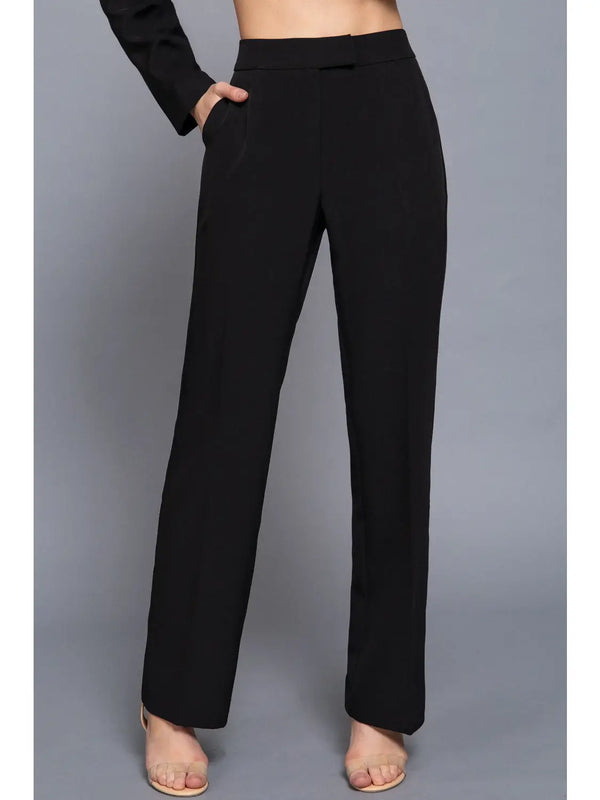 High Waist Long Pants - Black