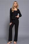 High Waist Long Pants - Black