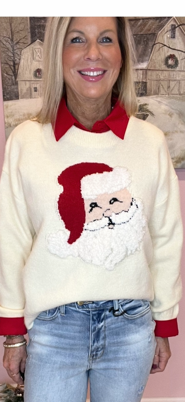 Vintage Santa Detailed Sweater