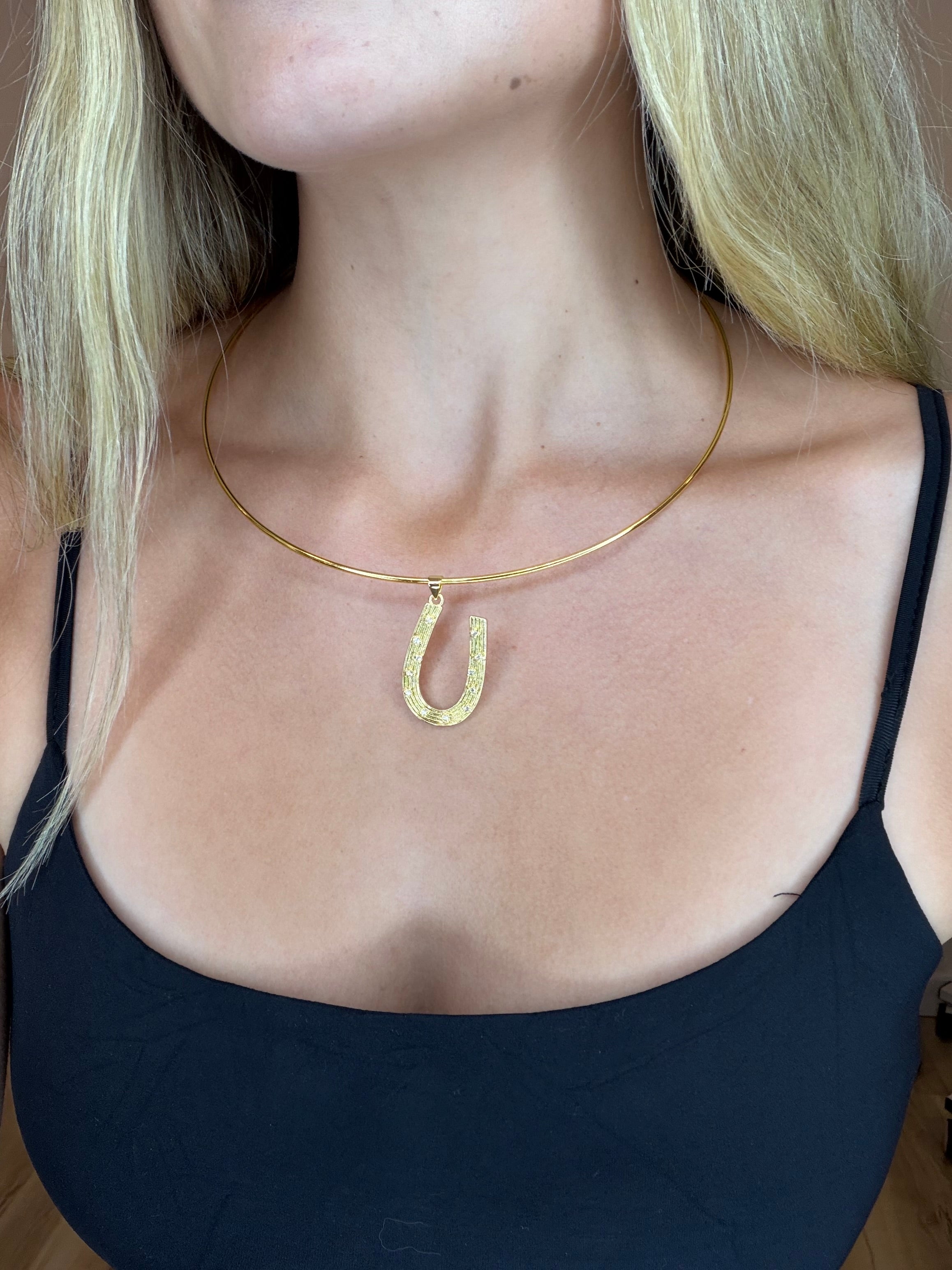 State South Choker Horseshoe Necklace, Gold