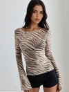 Brown Zebra Mesh Top