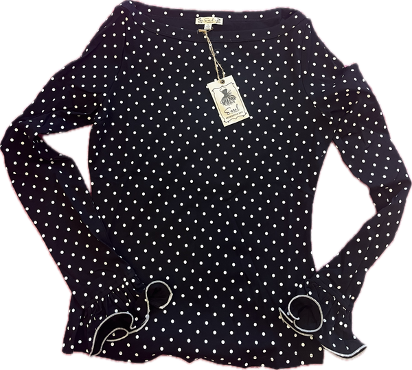 Ruffles & Dots Top, Black