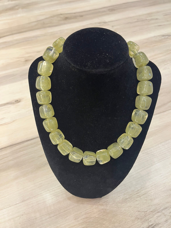 State South Glass Beaded Necklace - Olive Beaded