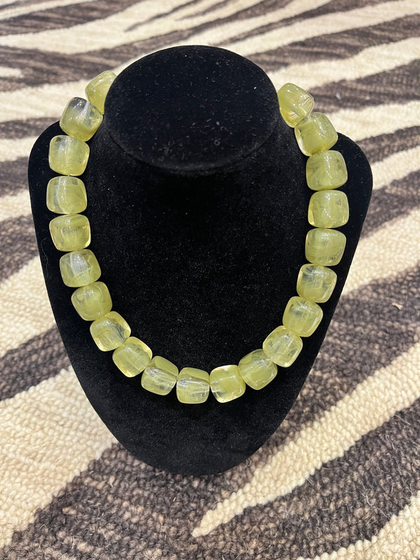 State South Glass Beaded Necklace - Olive Beaded