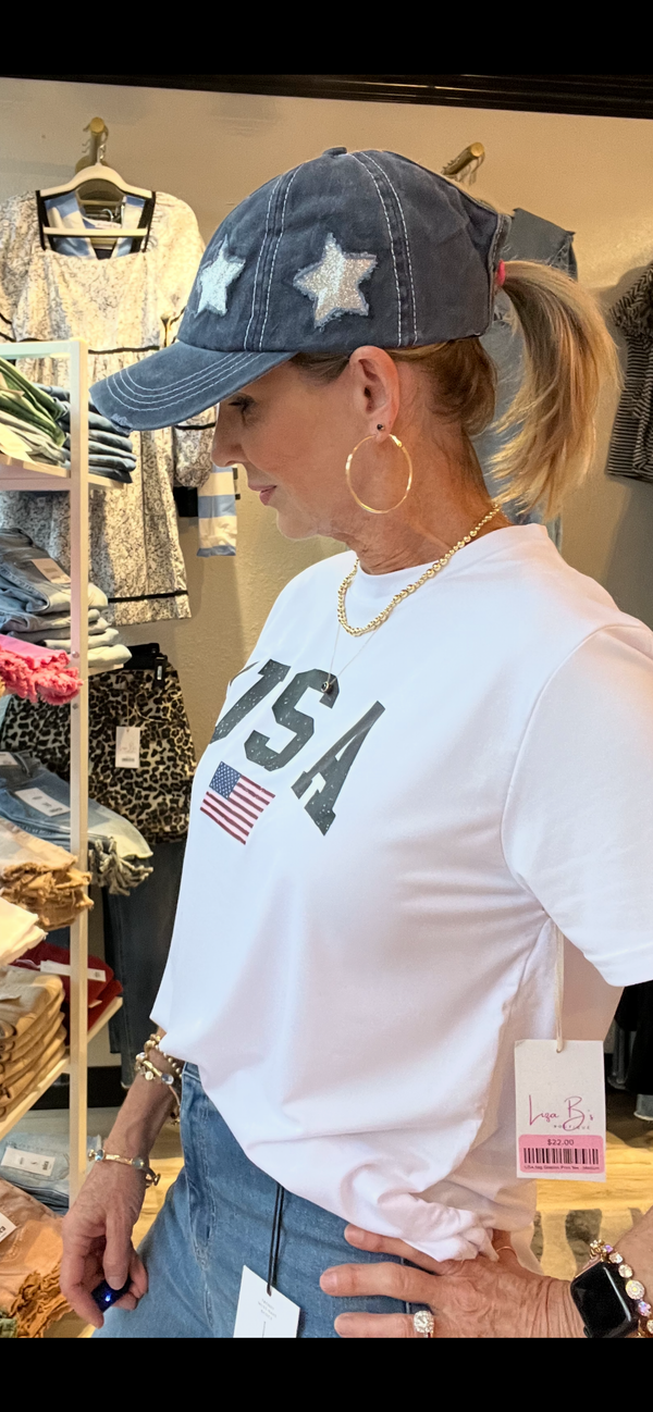 Baseball Cap with Glitter Star Design