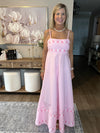 Spaghetti Strap Dresses 3D Flower Design Pink