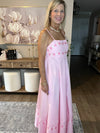 Spaghetti Strap Dresses 3D Flower Design Pink