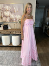 Spaghetti Strap Dresses 3D Flower Design Pink
