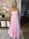 Spaghetti Strap Dresses 3D Flower Design Pink