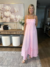 Spaghetti Strap Dresses 3D Flower Design Pink